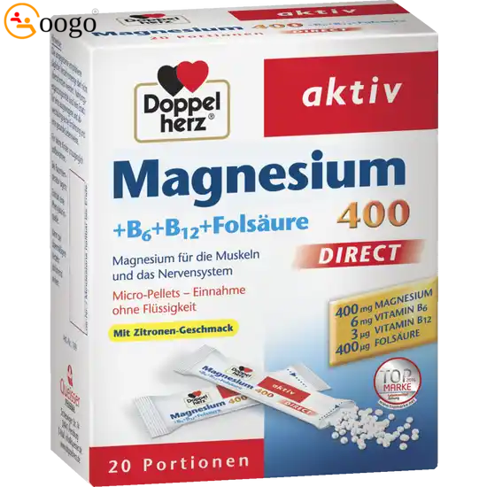 Aktiv Magnesium 400 Direct + B6 + B12 + folic acid (24g, 20 bags)
