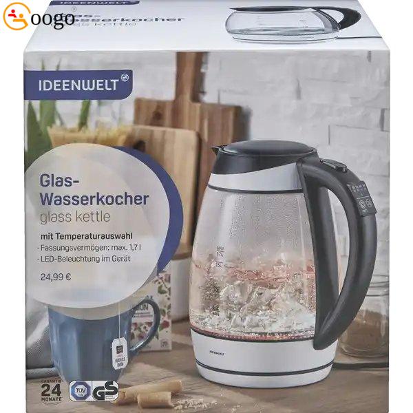 Glass kettle with temperature gauge 1.7L